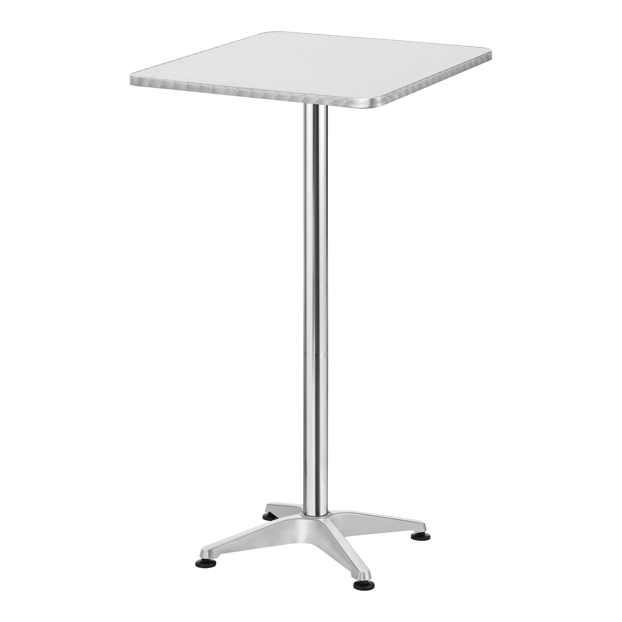 [en.casa] Tavolo Alto da Bar ad Altezza Regolabile 75/115 cm Tavolino da Bistrot con Piano Quadrato Ribaltabile 60x60 cm da Esterno e Interno - Colore Argento