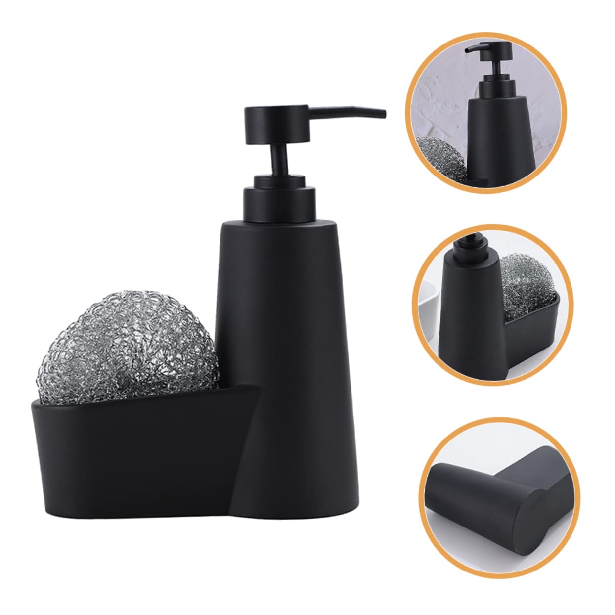 Distributeur De à Vaisselle avec Porte-éponge pour Évier De Cuisine Organiseur De Nettoyage