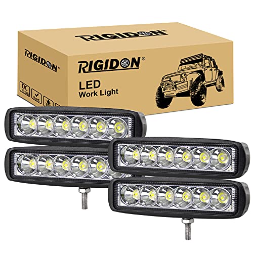 RIGIDON 4個 18W 1800LM LED 作業灯 ワークライト 狭角30度タイプ led作業灯12v-24v 完全防水 農業機械 12V 24V兼用 汎用 防塵・耐震・長寿命 ホワイト 6000K-6500K