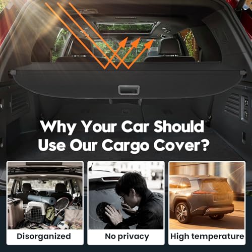 Powerty Cargo Cover for GMC Acadia/Chevy Traverse 2024-2026 /Buick Enclave 2025-2026, Canvas Trunk Cover GMC Acadia Accessories Privacy Security Shield Shade Cover by Powerty - Used condition - Image 3