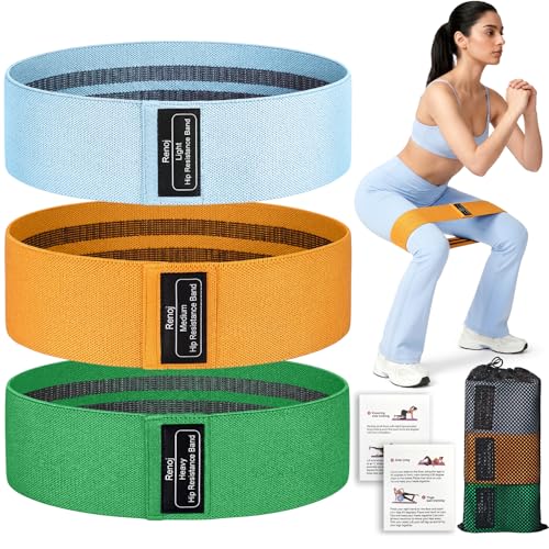 Image of Renoj Resistance Bands for Working Out: 3-Set Professional Exercise Bands for Pilates, Yoga, Home Gym, Booty, Leg Training | Heavy /Medium /Light Fabric Loops for Women Men