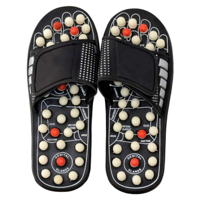 USOXO Yoga Paduka I Manual Spring Acupressure and Magnetic Therapy I Rubber Foot Massager Slipper I Full Body Blood Circulation Natural Slippers I Leg Relaxer Sandals for Men & Women - Black (6) (B0DBDFTCG6) Amazon Price History, Amazon Price Tracker