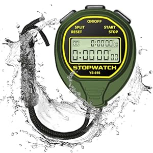 LIGHIGH Waterproof Stopwatch Timer, 30 Laps Split Memory Digital Simple Stopwatch Timer with ON/Off Function, No Clock No Calendar No Alarm, Silent Stop Watch for Sports Coaches Swimming Running