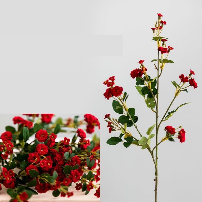 kunstblumen 4 Stück künstliche kleine Rosenstiele, künstliche Stechpalmenzweige mit grünen Blättern for Kränze, Blumensträuße, Tafelaufsätze