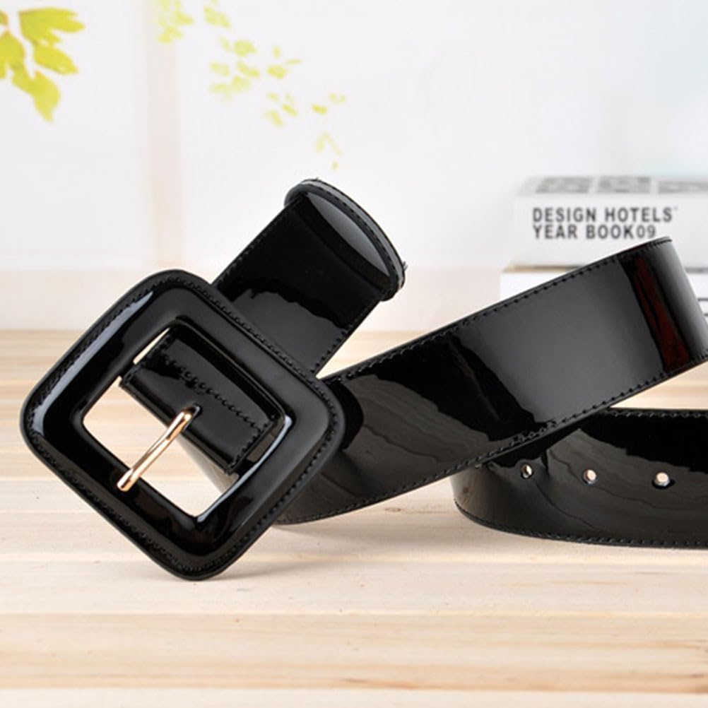 Wide Patent Leather Waist Belt for Women Adjustable Extra Wide Belt with Square Buckle Perfect for Dresses and Jeans - Image 8