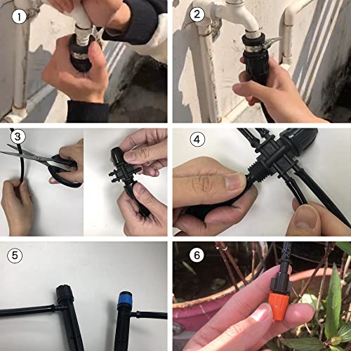 38°Garden 226Ft Drip Irrigation Kits Diy Garden Micro Automatic Watering System With 1/4 Inch And 1/2 Inch Blank Distribution Tubing Hose Adjustable Nozzle Sprinkler Emitters Barbed Fittings 145Pcs #TOP3