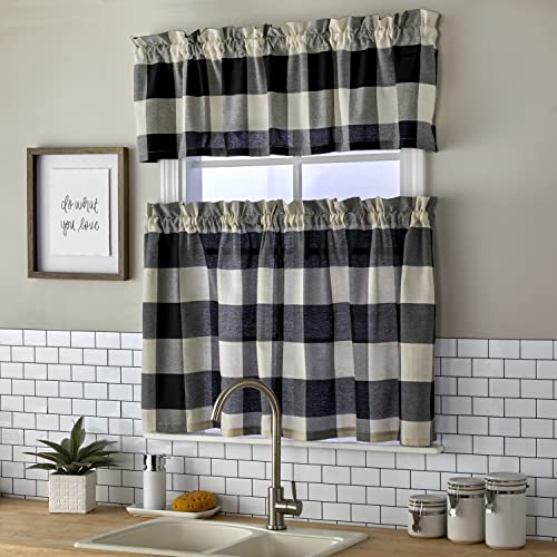 Skl Home Grandin Curtain Valance, 58" X 13", Black/Natural #TOP4