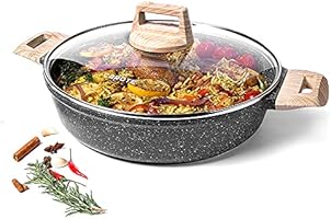 CAROTE 3.8 Liters/28cm Covered Braiser Kadhai Granite Coating from Switzerland, with Lid, All Stoves Compatible...