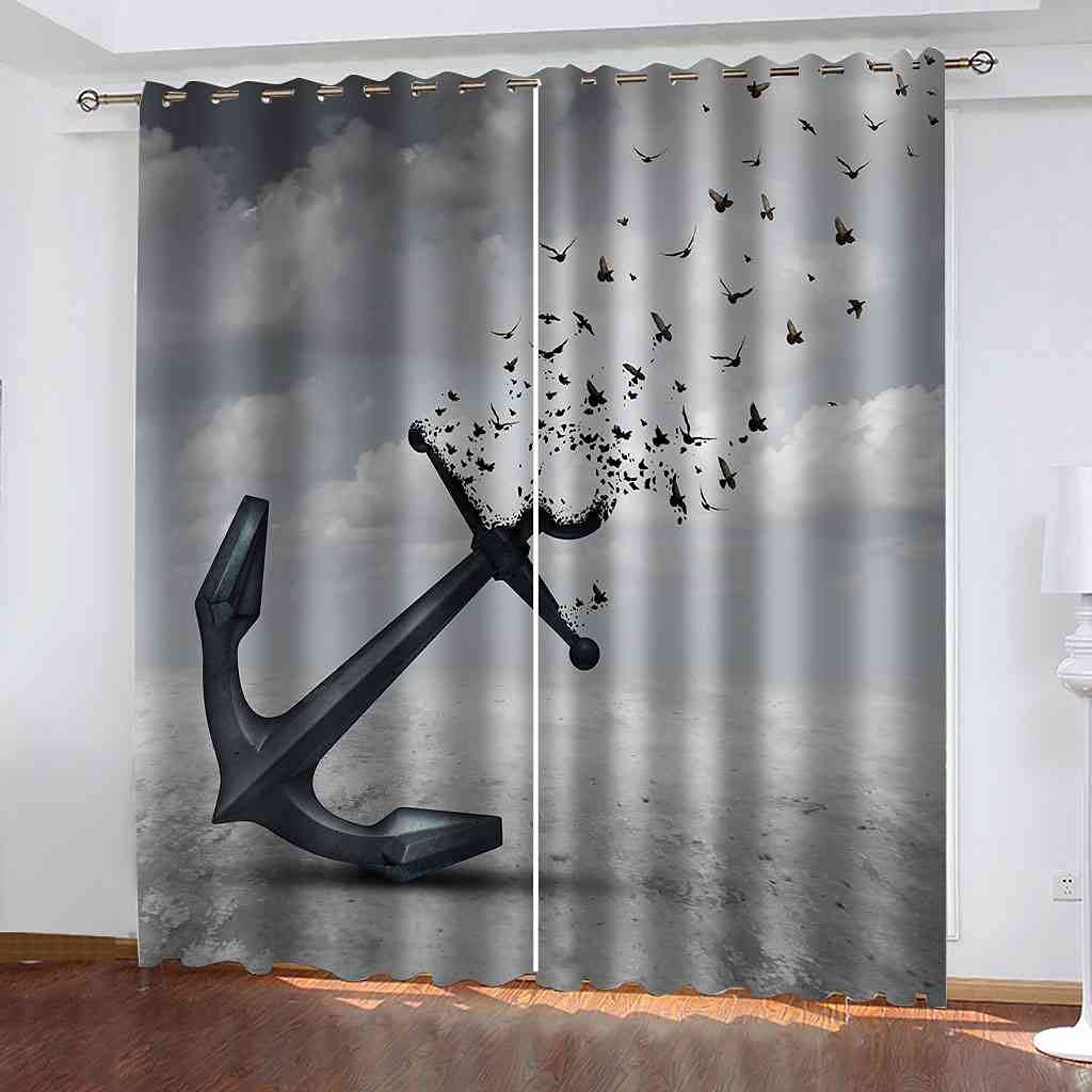 Rideaux occultants pour salon et chambre motif marin bord de mer occultation totale 3D