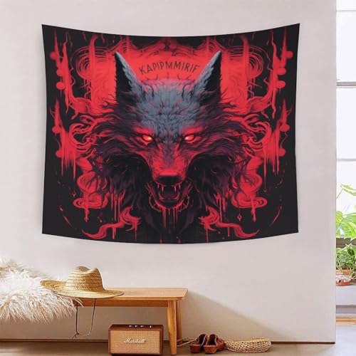 Tissu mural loup effet 3D VZOMANLEX 180x230cm tapisserie artistique de salon