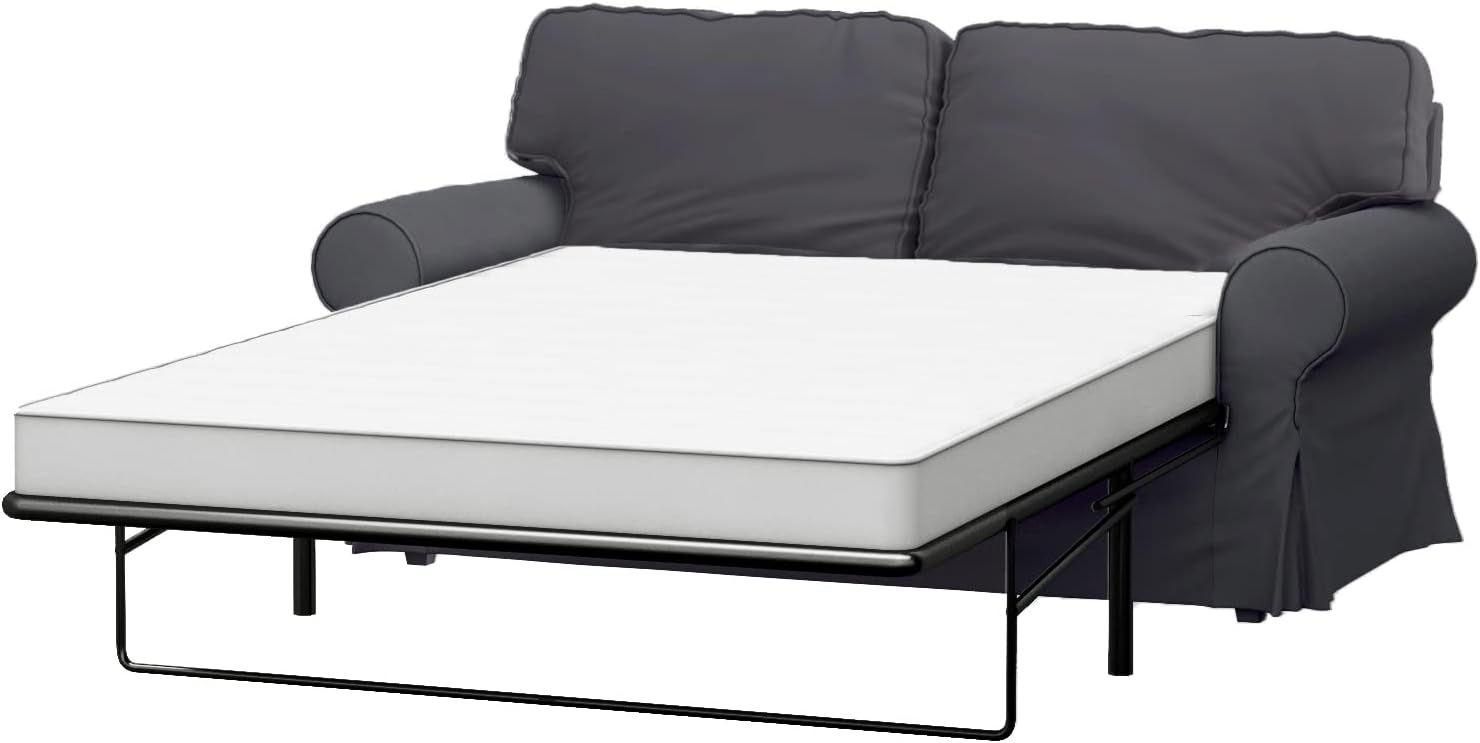 Heavy Cotton Ektorp Two Seater Sofa Bed Cover Replacement Compatible with Ektorp 2 Seater Sleeper Only, A Quality Sofa Slipcover Replacement (Dark Gray Cotton)