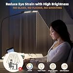 Led Desk Lamp for Home Office, Eye-care Architect Light with Clamp, Smart Double Head Computer Monitor Table Clip Lamp, Adjustable Flexible Goose-Neck, 25 Lighting Models, Task Lamp, White and Sliver - Image 5
