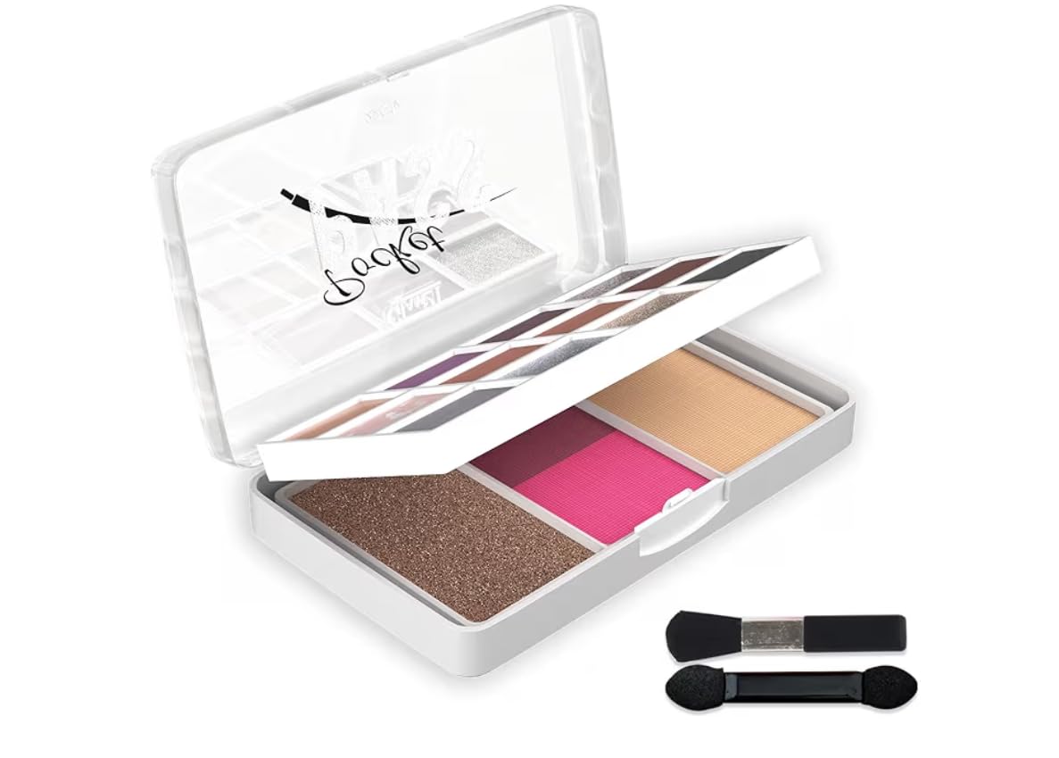 Pocket Pass 4-in-1 Makeup Palette, 12 Eyeshadows with Compact, Blush and Highlighter, Mattes and Shimmers, Travel-Friendly-image-48