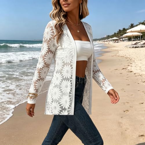 Lightweight Cardigans for Women Sheer Lace Cardigans Boho Kimono Cardigan - image 4