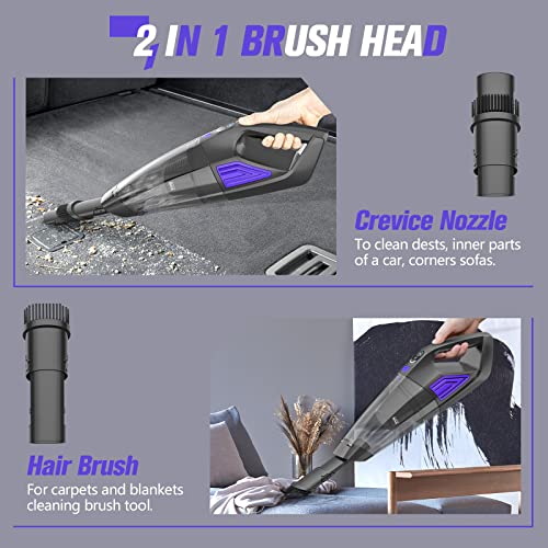 ATONEP Handheld Vacuum Cordless Cleaner,Powerful Portable and Dust Buster Hand Vcauum Rechargeable with Large-Capacity Battery for CarPetOfficeHome (Purple) — view 3