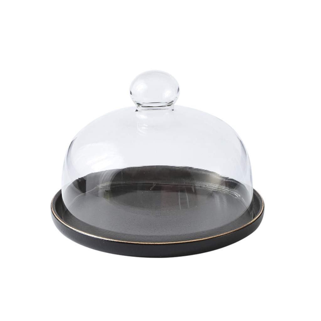 Plateau de gâteau en céramique 8 pouces avec cloche en verre MU pour présentation dessert