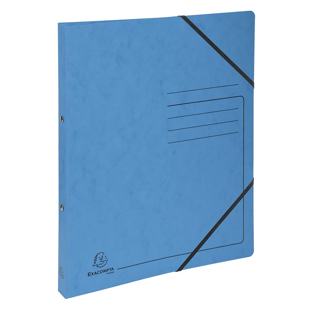 Exacompta - ref. 542562E - 1 Printed glossy card binder with rubber bands - 2 round rings 15mm diameter - 20mm spine - External dimensions: 32x25 cm - A4 file format - Colour: turquoise