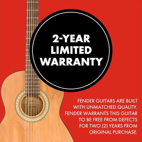 Image of Fender CN-25 3 /4 Size Nylon String Acoustic Guitar, Beginner Guitar, with 2-Year Warranty, Perfect Beginner Guitar for Kids that is Easy on Fingers, Includes 3 Months of Free Lessons, Natural