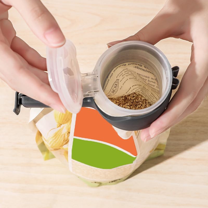 4 Pezzi Clip Per Sacchetti con Beccuccio Versatore, Riutilizzabili Clip Sacchetti Alimenti, Clip Sigillante Alimentare, Mollette Chiudi Sacchetti, Chiudi Sacchetti Cucina, per Casa, Ufficio