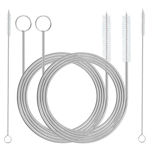 Ucheom 2 Pack 61 inch Long Flexible Drain Cleaning Brush and 2 PCS 7-inch Straw Brush, Suitable for Cleaning Feeding Tubes