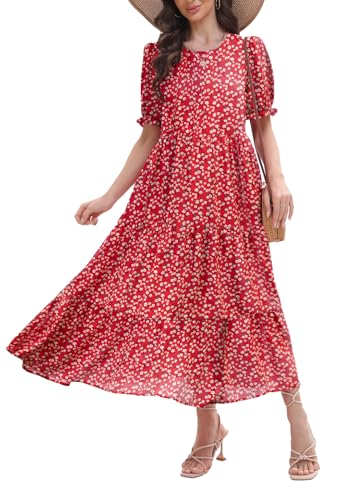 Image of Women's Maxi Dress Casual Loose Fit Tiered A-Line Flowy Summer Dress with Pockets