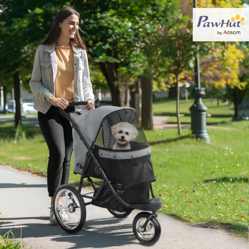 PawHut Hundewagen Jogger Klappbar für Kleine Hunde & Katzen 10 kg Grau