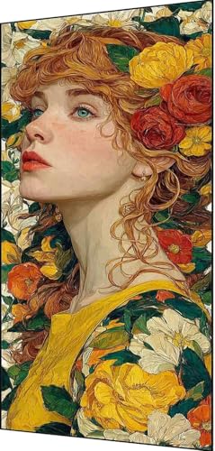 Flor Diamond Painting Adultos, 5D Diamond Painting Chica Pintura Diamante Niño DIY Cristal Bordado Punto de Cruz Manualidades Pintura Diamante Adultos para Decoración Pared Hogar 30x60cm es0-m16