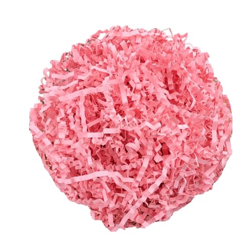 Ankelesz 50g Easter Raffia Grass Paper Shred for Gift Wrapping Basket and Gift Box FillingCrinkle Cut Paper for Wrapping (Pink)
