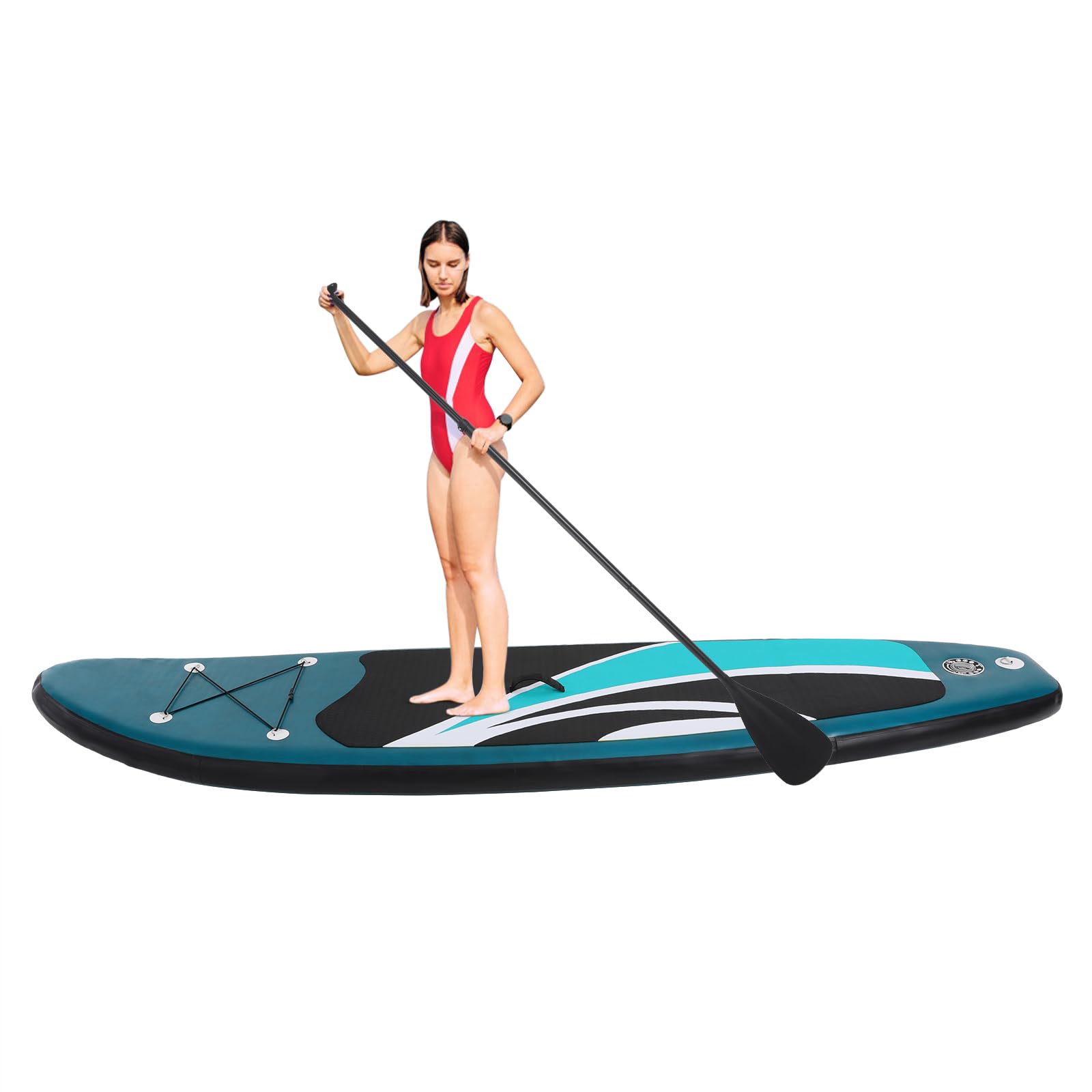 Juego de tabla inflable de hasta 150 kg, equipamiento deportivo para deportes acuáticos | Stand Up Paddling Board, Green Surfboard-Set Stabil Leicht VollSet Tragetasche Paddling Finnen Luftpumpe Leash Repair Kit