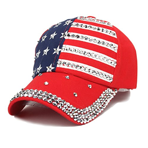 Image of Adjustable Women Men Bling Rhinestone Denim Baseball Cap Hat