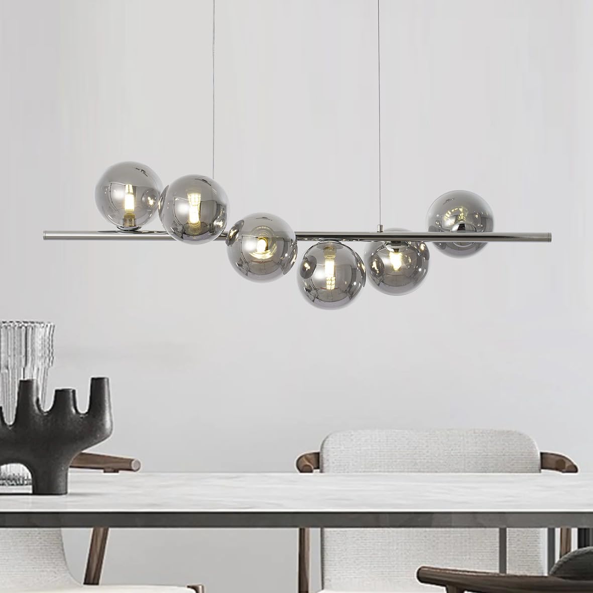 Silamp Lampadario a sospensione 6 sfere in vetro fume V721-SILVER