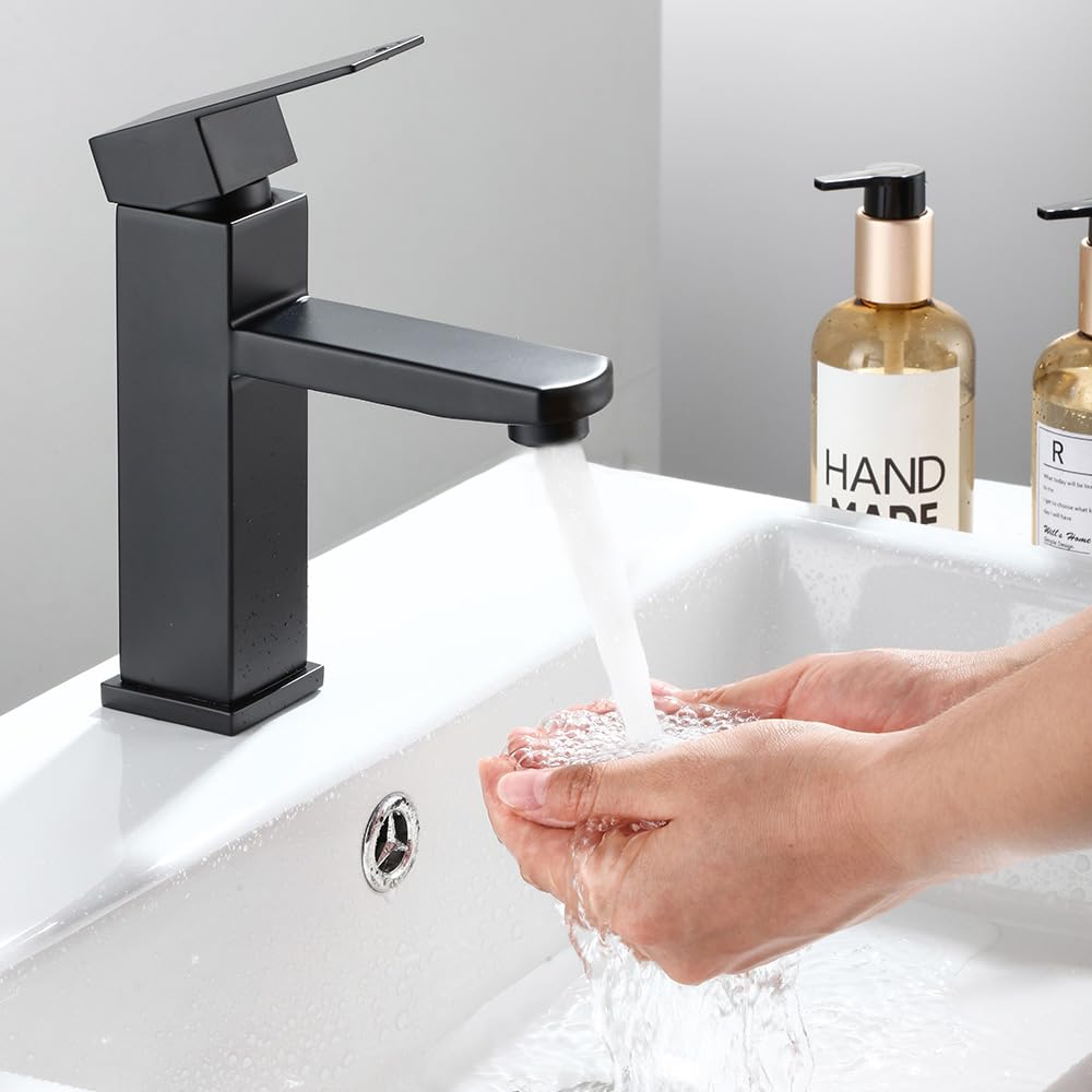 Mineup Baño Grifo Negro, Grifo Lavabo Negro, Grifo Lavabo Cascada Con Dos Mangueras, Grifo Bañera Baño, Monomando De Lavabo