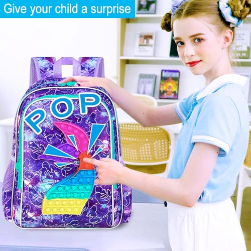 Image of CCJPX 3PCS Mermaid Backpack for Girls, 16 inchKids Water Resistant Elementary Preschool Kindergarten School Bookbag with Lunch Box - Purple