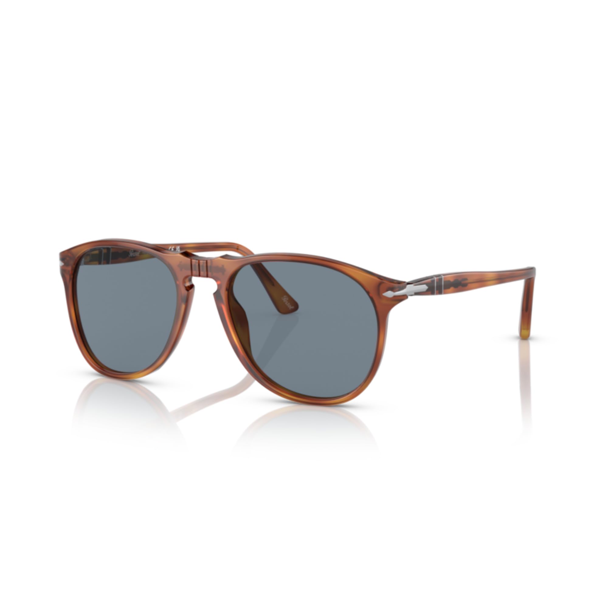Persol PO9649S 96/56 55MM Terra Di Siena/Crystal Lens Light Blue Aviator Sunglasses for Men +Bundle with Accessory Eyewear Kit