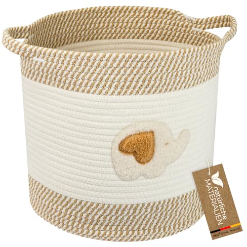 HMF Aufbewahrungskorb mit Griffen, Korb für Kinderzimmer aus...