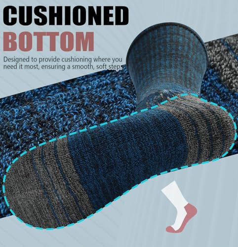 Men's Cushioned Crew Work Socks,Moisture Wicking Athletic Boot Socks for Hiking Sports Running4