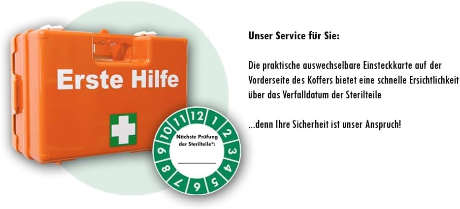 HM Arbeitsmedizin Verbandskasten Typ CSN – DIN 13157 + Beatmung + Hygiene-Gel + Sprühpflaster, Orange