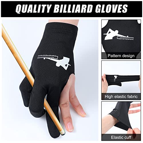 20 Pcs Billiard Pool Gloves Three Fingers Billiard Gloves Left And Right Hand Universal Cue Sports Gloves For Women Men Billiard Shooters Accessories (Black) #TOP2