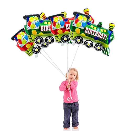4Pcs Jumbo Colorful Train Foil Balloons -Colorful Train Themed Party Supplies Decorations Baby Shower Wedding Birthday Party Favors #TOP3