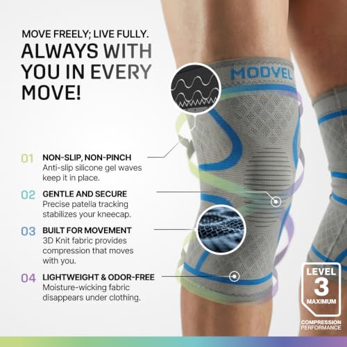 Image of Modvel 2 Pack Knee Brace for Women - Knee Support for Walking, Knee Compression Sleeves for Pain Relief, Knee Sleeves for Women, Knee Brace for Sports, Workouts & Arthritis