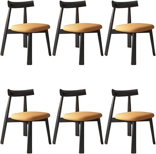Miniatura 14 de YVYKFZD Sillas de comedor de madera maciza, sillas de cocina de mediados de siglo, silla de comedor sin brazos, silla tapizada de cuero, para Negro