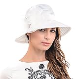 HISSHE Ascot Derby Kirche Glocke Hüte Bowknot Kleid Hochzeit Party Sonnenhüte S051 (Weiß)