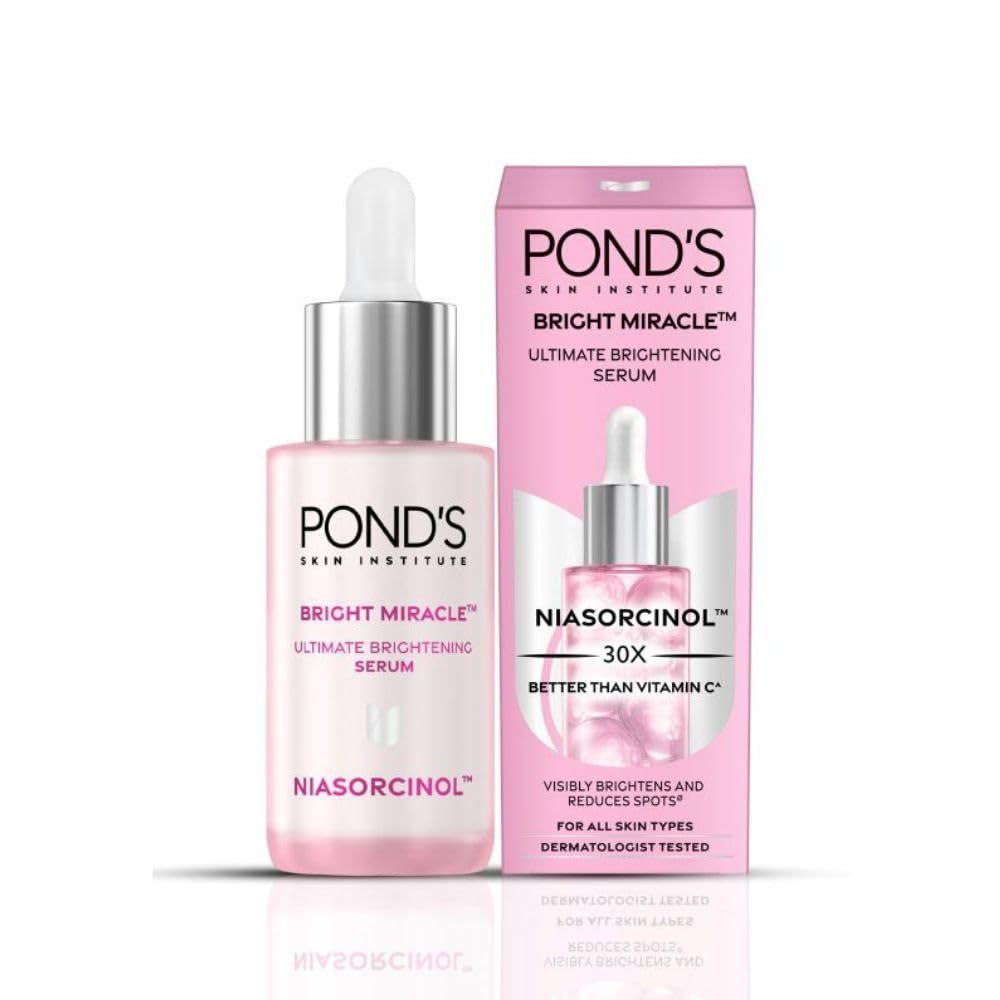 POND'SBright Miracle Ultimate Brightening Serum with Niasorcinol | 100X better than Vitamin C | For Visibly Brighter, Spot-Free Skin in 1 Week | Lightweight & Fast Absorbing | 30ml