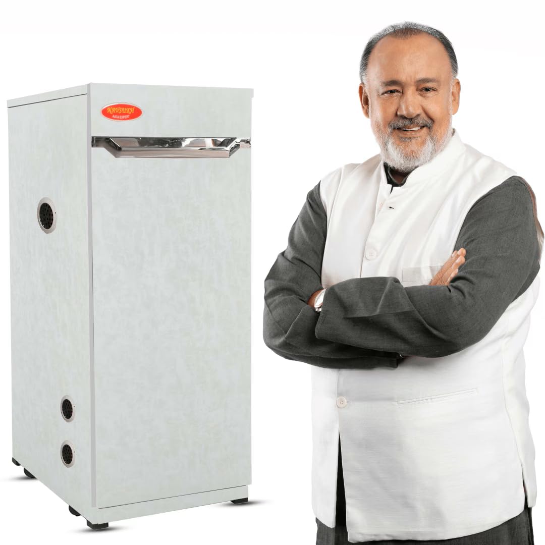 NAVSUKH Stainless Steel Vikrant Plus Flour Mill with Free Cover, Gharghanti for Home with Stainless Steel Grinder | Sleek Strong Plywood Body | Copper Motor | Energy Efficient | Silent Operation-image-17