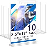 Acryl-Schilderhalter, 8,5 x 11,10 Stück, transparent, doppelseitig, Tisch, Menü, vertikal, Desktop-Display-Ständer, Papierfliegerhalter, Tischschild-Halter, geeignet für Restaurants, Büro, Geschäft,