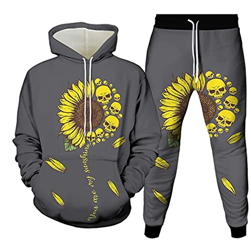Sweat à capuche hip hop et pantalon streetwear ensemble floral 3D Harajuku