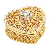 Kaeltsyn Elegante caja de almacenamiento en forma de corazón con perlas incrustadas de diamantes para colección de joyas, joyero de