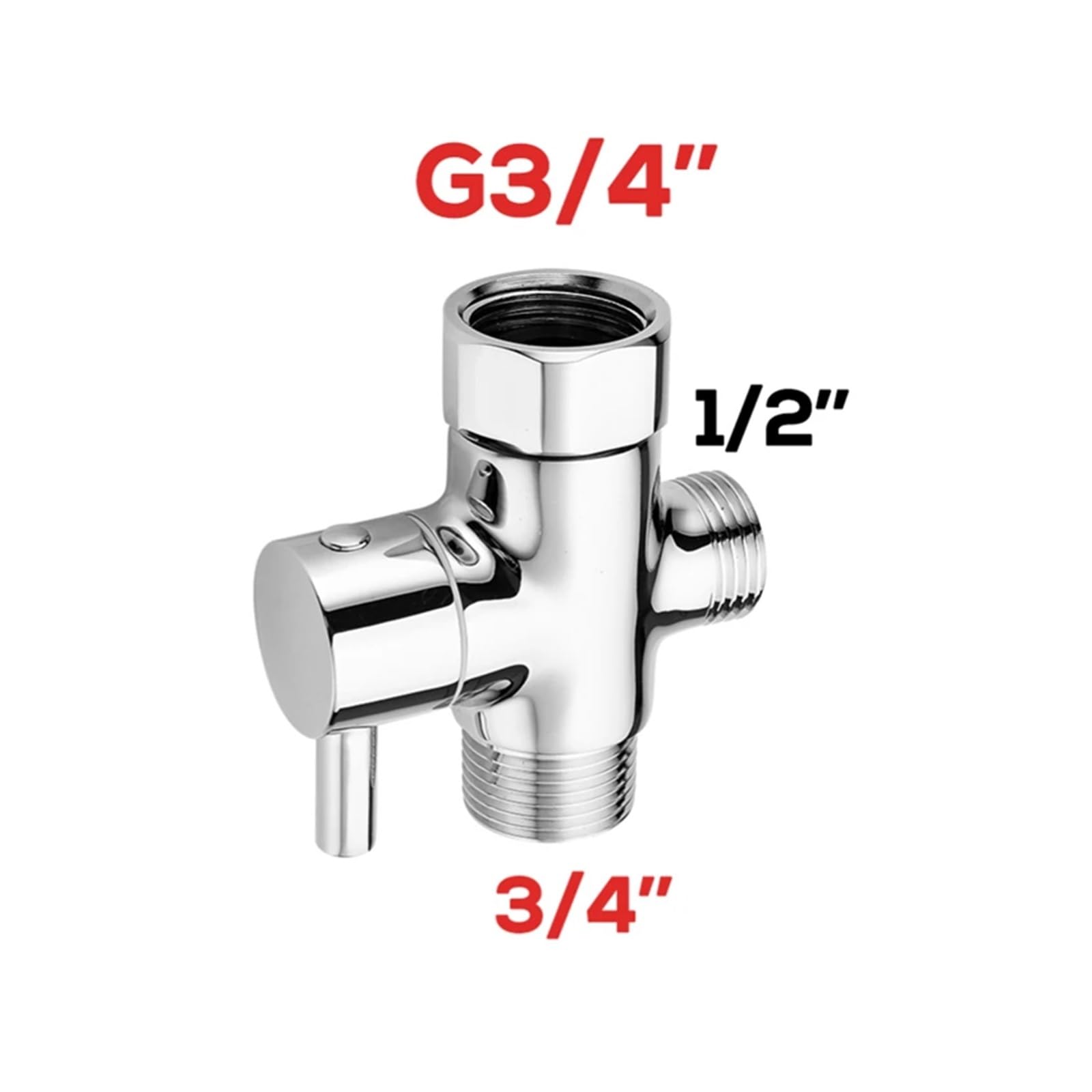 Chromowany zawór prysznicowy 3-drogowy adapter T
