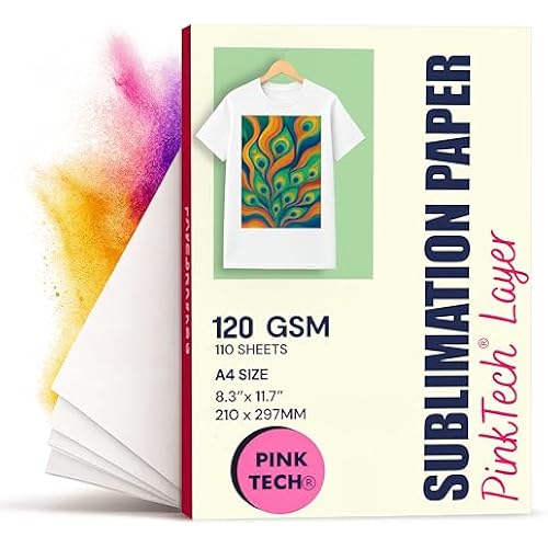 Hayes 110 Sheets Sublimation Paper 8.5x11 Inch Letter Size | 120gsm Heat Transfer Paper for Inkjet Printers | Use on Mugs, T-Shirts, Light Fabrics | Compatible With Sublimation Printers