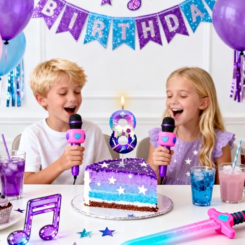 Image of Purple Number 3 Birthday Candles, Cartoon Themed Cake Toppers for Boys Girls Cake Decorations, Birthday Decorations Party Supplies, Number Candles for Party Decor